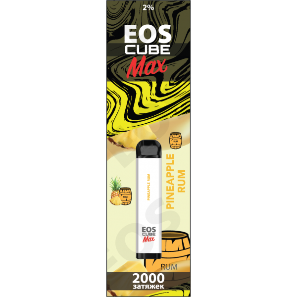 Купить EOS Cube Max - Pineapple Rum (Ананасовый Ром), 2000 затяжек, 20 мг (2%)