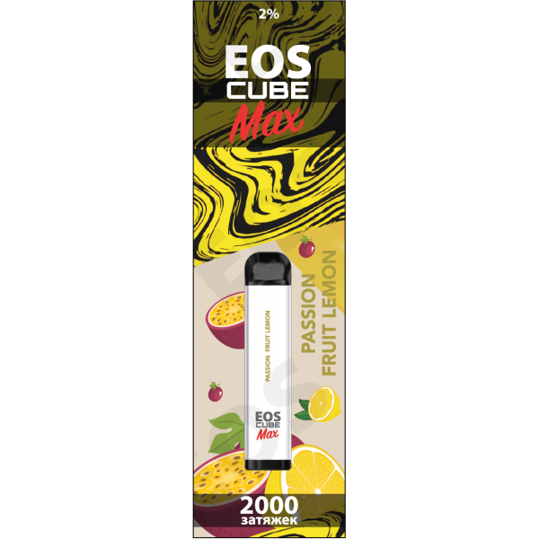 Купить EOS Cube Max - Passion Fruit-Lemon (Маракуйя-Лимон), 2000 затяжек, 20 мг (2%)
